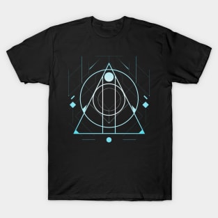 Magic blue geometric fantasy space T-Shirt